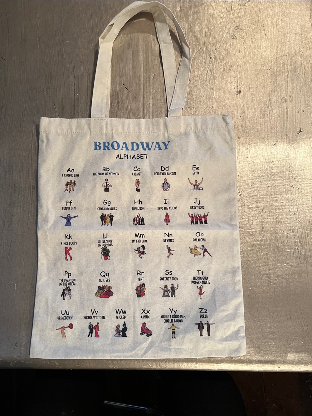 Broadway Musical Alphabet tote bag